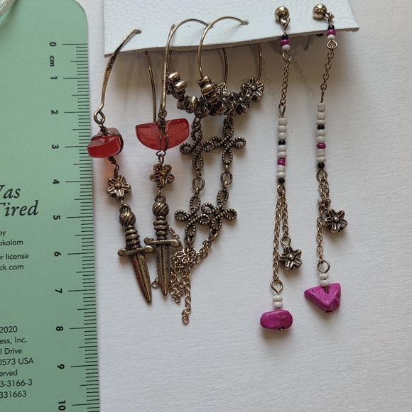Free People Elegant Gold and Pink Dangle Earrings - Picture 2 of 3